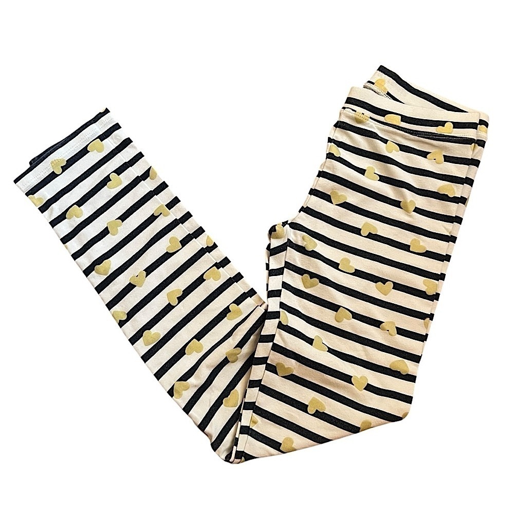 J.Crew Crewcuts|Kids Gold heart and Black Striped Leggings-Size 12